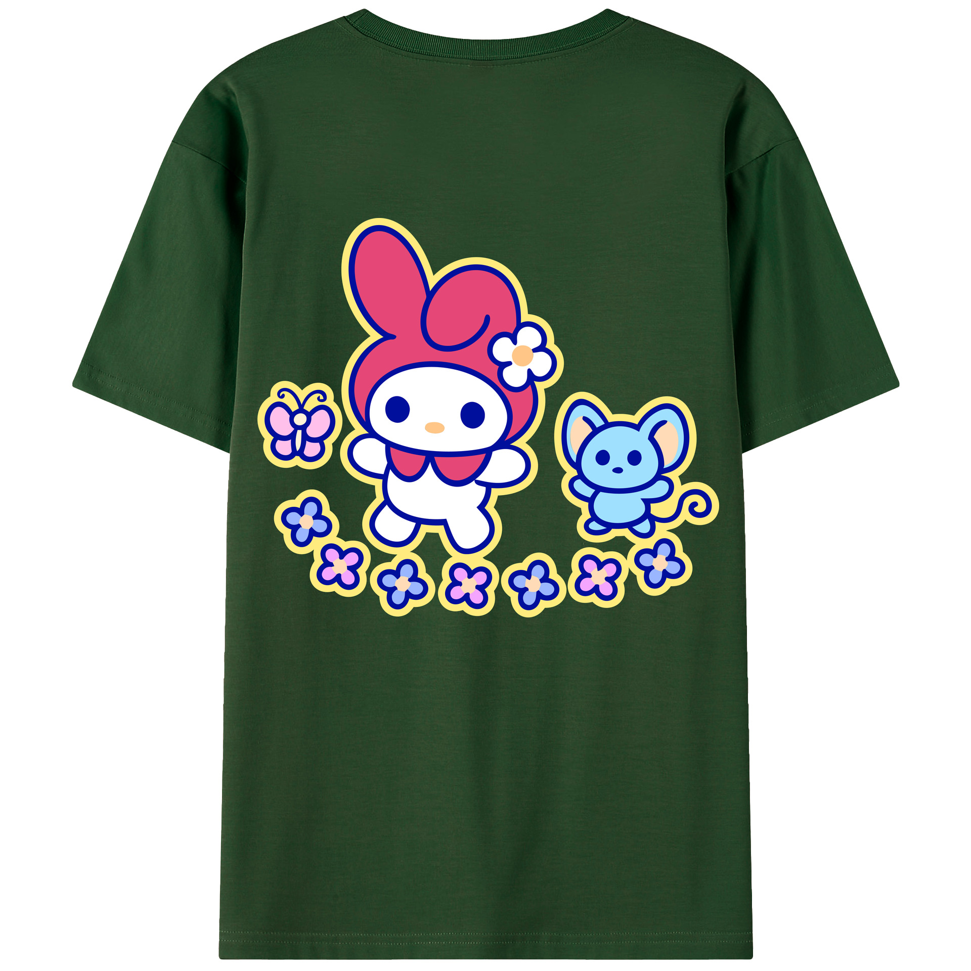 （画像用） Hello Kitty ハローキティ 綿100％半袖Tシャツ（背面プリント）